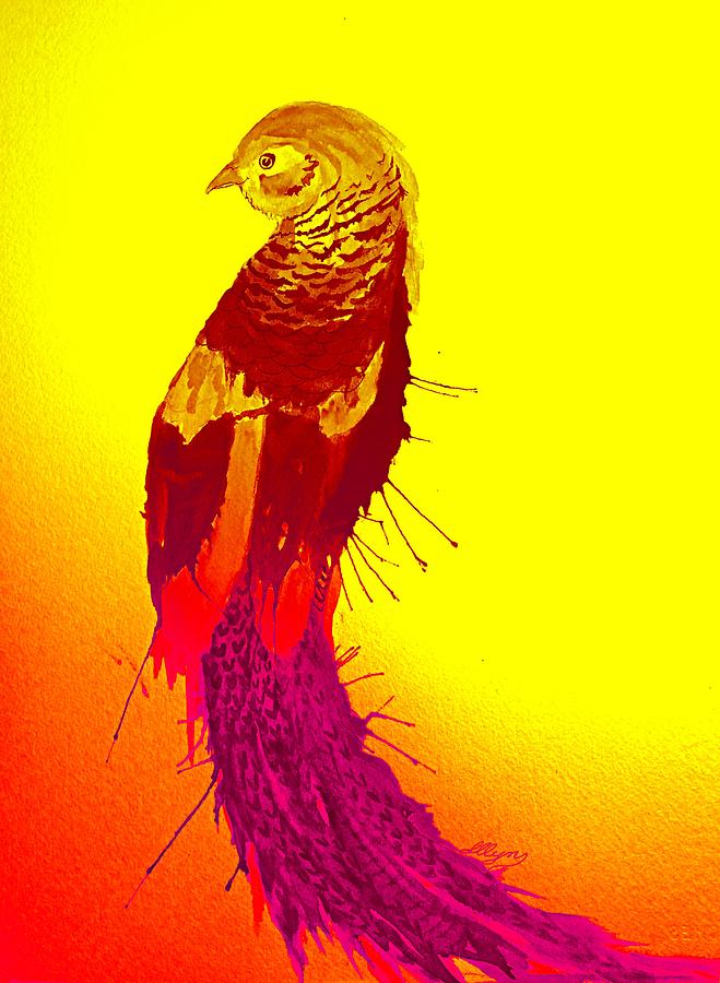 Pheasant Painting - Chinese Golden Pheasant 2 by Ellen Levinson