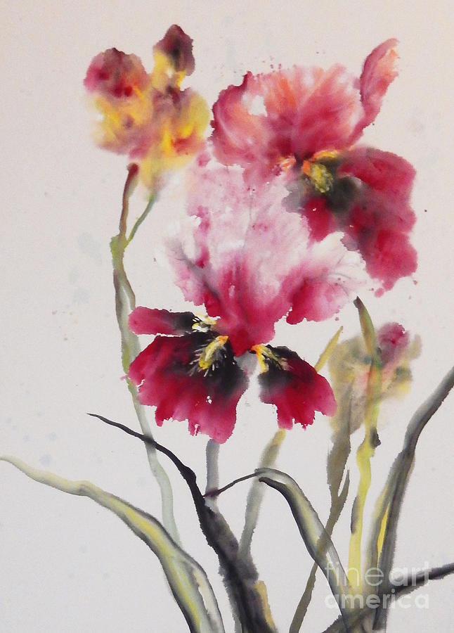 Chinese Iris Painting by Sharon Nelson-Bianco