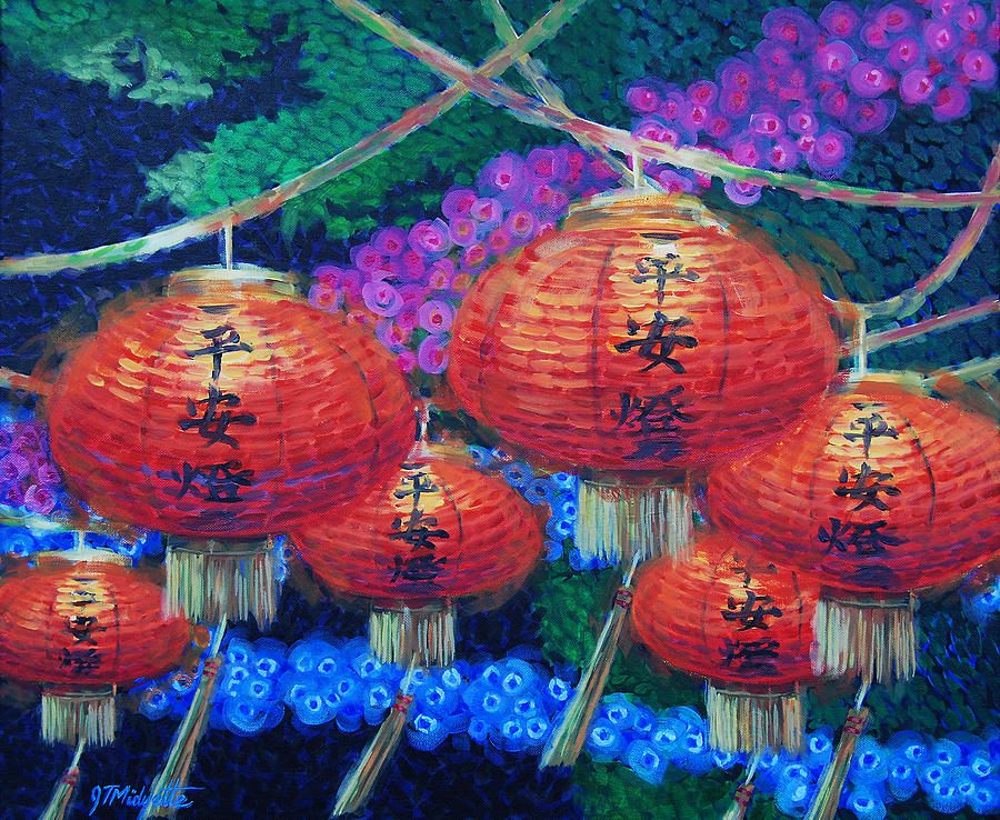 Chinese Lanterns Painting by Tommy Midyette