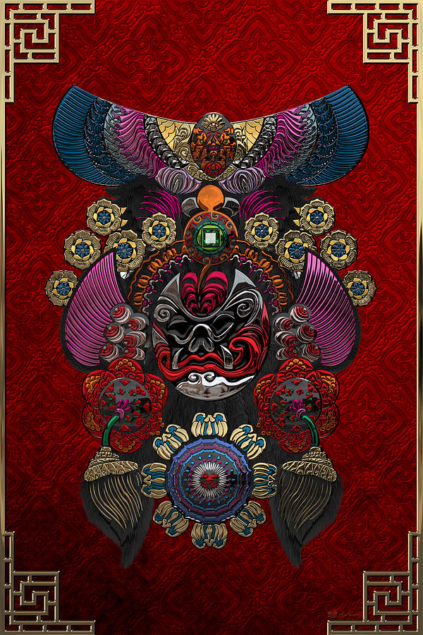 Chinese Masks - Large Masks Series - The Demon Digital Art by Serge Averbukh