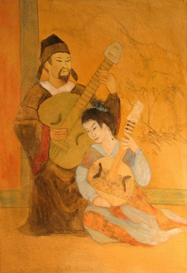 Music Painting - Chinese musicians by Jan Frazier