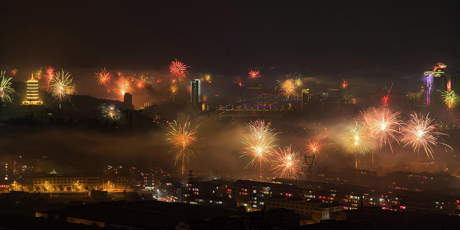 Chinese New Year Fireworks 2018 II Photograph by William Dickman