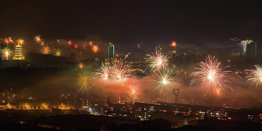 Chinese New Year Fireworks 2018 III Photograph by William Dickman