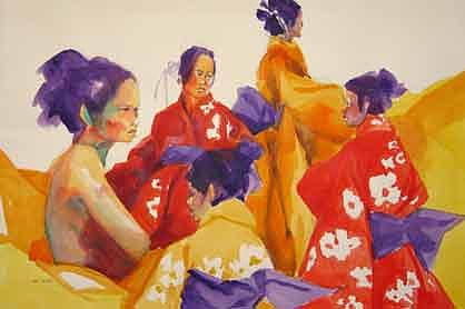 Chinese Profiles Painting by Lee Rose