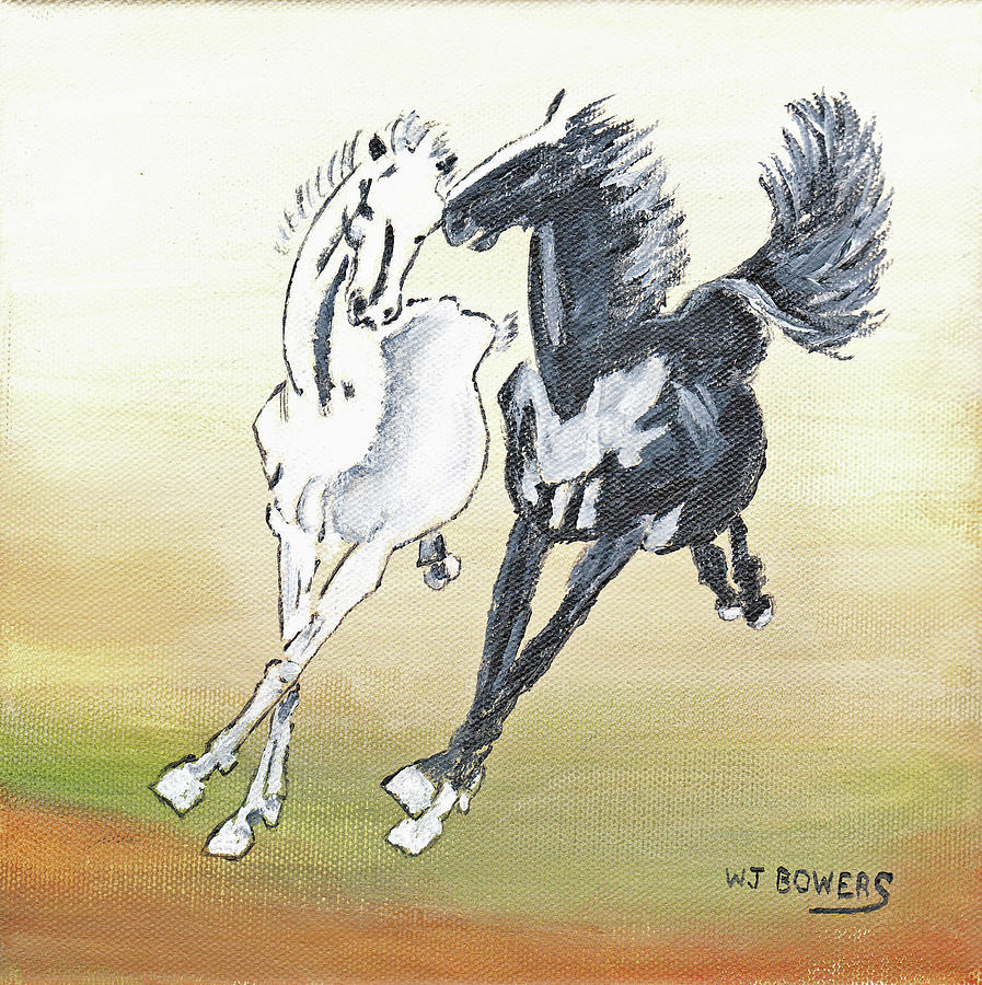 Chinese Running Horses Painting by William Bowers