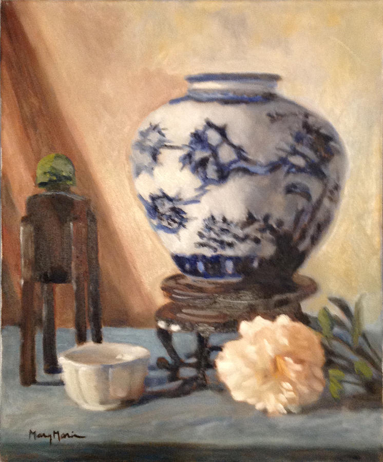 Chinese Vase with Flower Painting by Mary Marin - Fine Art America