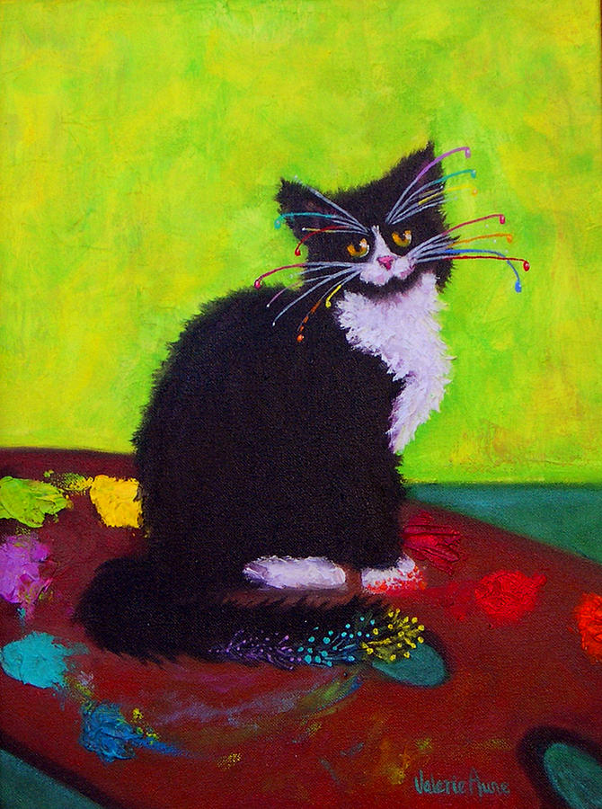 Cat Painting - CHING - The Studio Cat by Valerie Aune