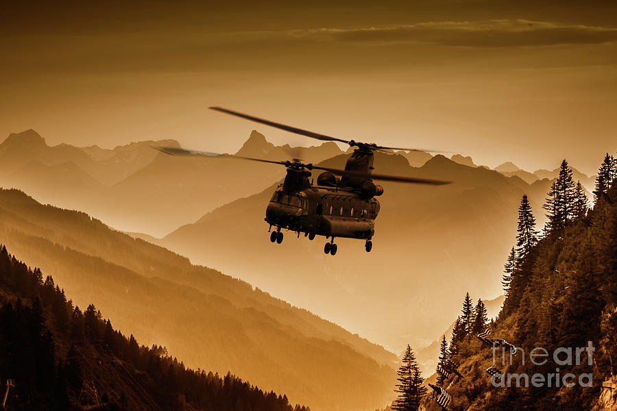 Chinook Sepia Digital Art by Airpower Art