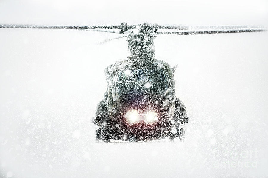 Helicopter Digital Art - Chinook Snow Storm by Airpower Art