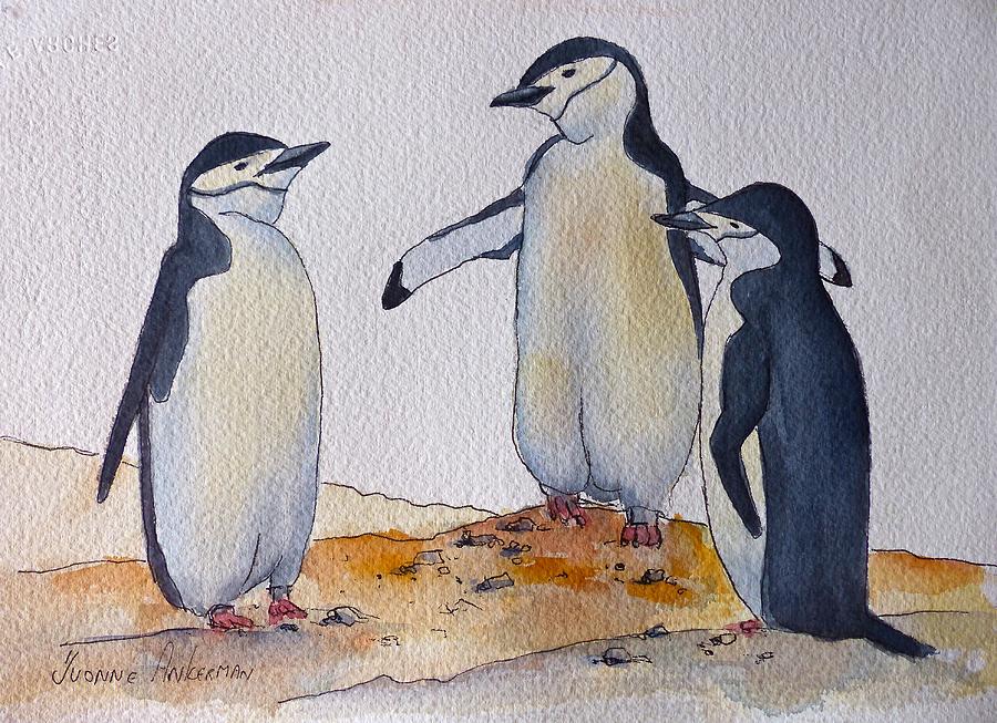 Penguin Painting - Chinstraped Penguins by Yvonne Ankerman