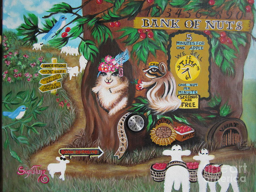 Believers Bank of Bitcoins and Nuts n Apples by Sigrid Tune Believers Bank of Bitcoins and Nuts n Apples by Sigrid Tune
