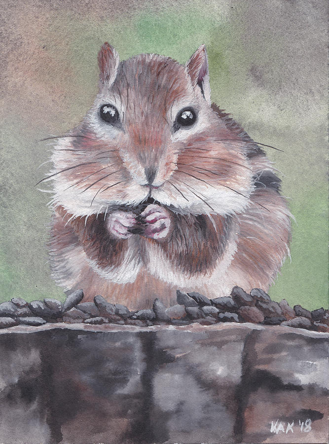 Chipmunk Painting by Katherine Klimitas | Fine Art America