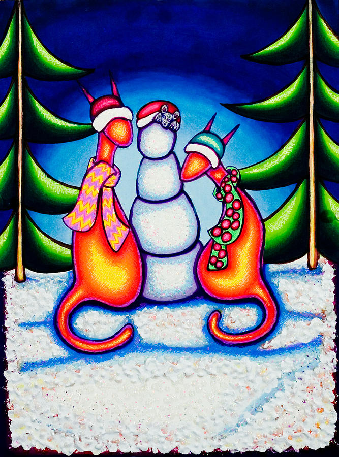 Chirstmas Kats Drawing by Laurie Tietjen