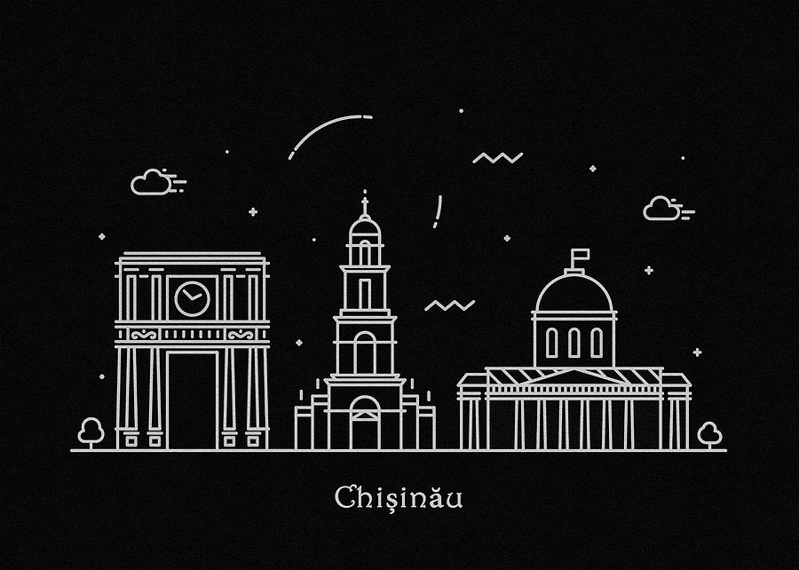 Chisinau Skyline Travel Poster Drawing by Inspirowl Design
