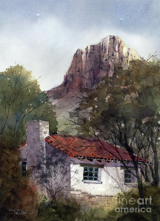 Big Bend National Park Painting - Chisos Basin Cabin by Tim Oliver