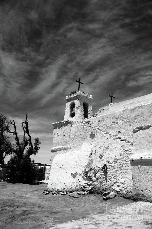 Chiu Chiu Church in Black and White Chile Photograph by James Brunker