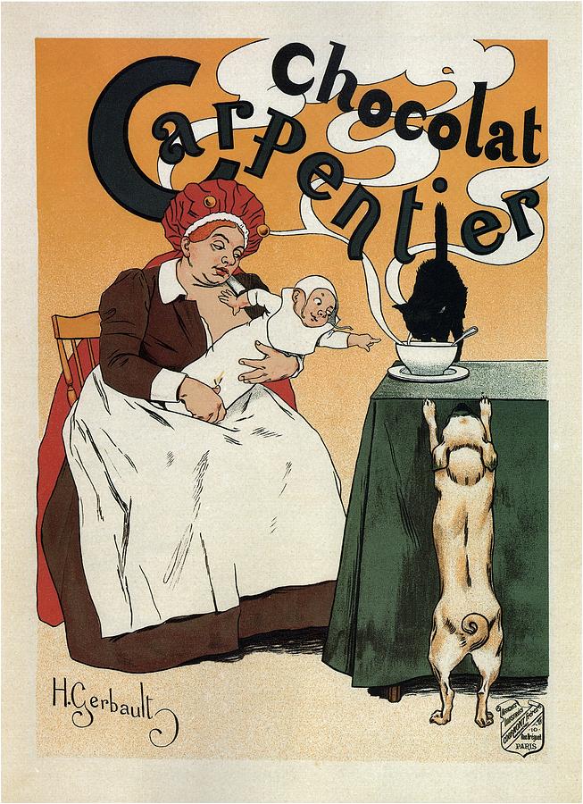Chocolat Carpentier - French Food Poster - Vintage Advertising Poster Mixed Media by Studio Grafiikka