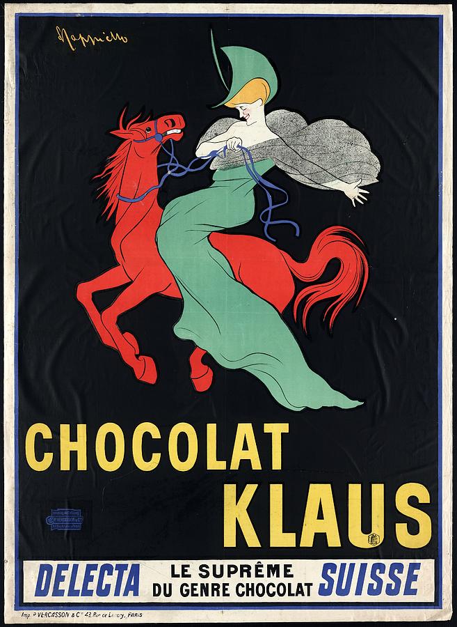Chocolat Klaus - Woman Riding Horse - Vintage Advertising Poster Mixed Media by Studio Grafiikka