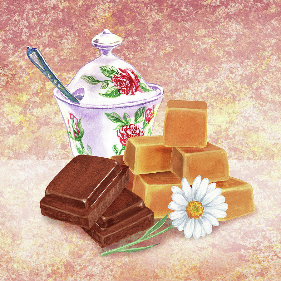 Chocolate And Caramel Two Guilty Pleasures Painting by Irina Sztukowski