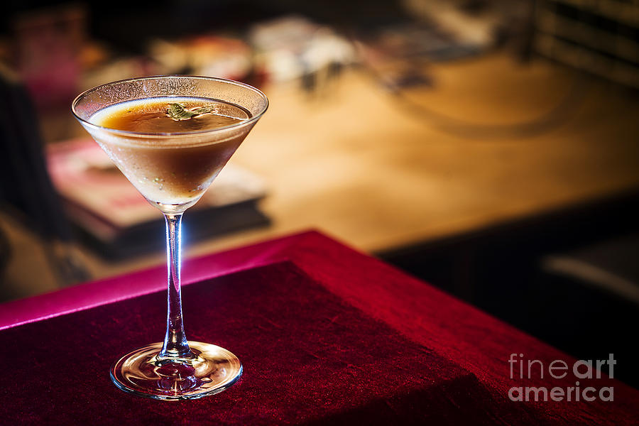 Chocolate And Cream Martini In Bar At Night Photograph