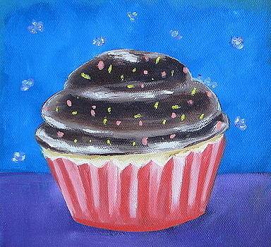 Chocolate Still Life Painting - Chocolate Cupcake  by Patricia Cleasby