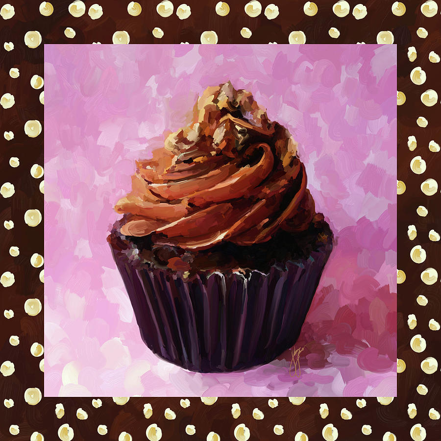 Chocolate Cupcake With Border Painting by Jai Johnson