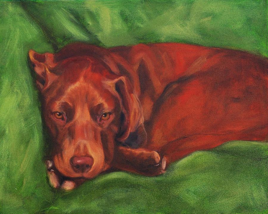Dog Painting - Chocolate Lab by Pet Whimsy  Portraits