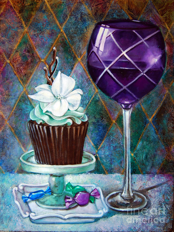 Chocolate mint Cupcake Painting by Geraldine Arata