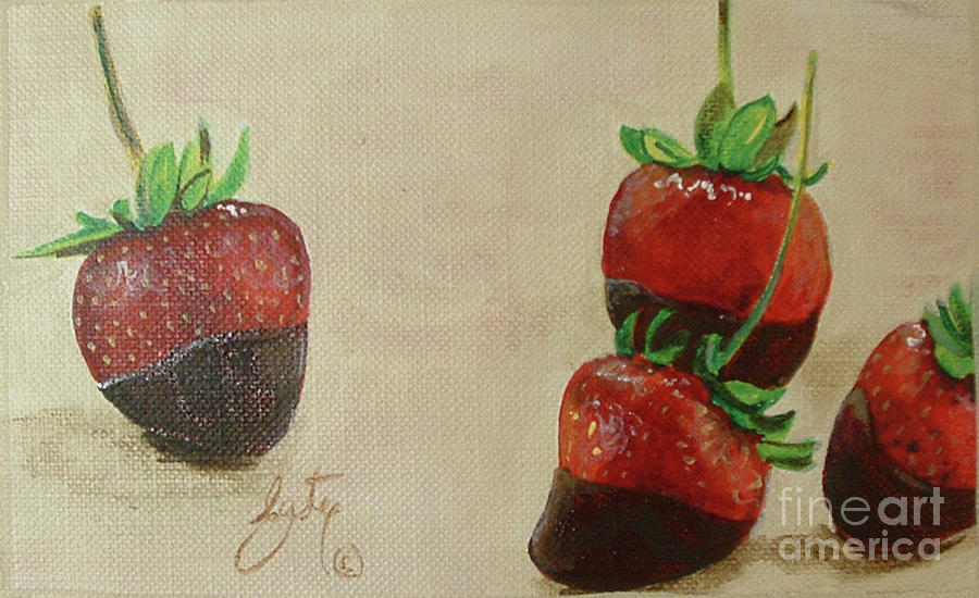 Chocolate Strawberries Painting by Daniela Easter