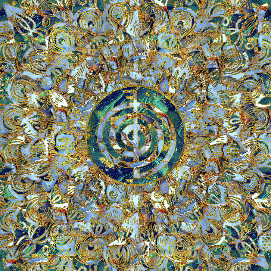 Choku Rei Symbol in Mandala on Marble and Gold Digital Art by ...