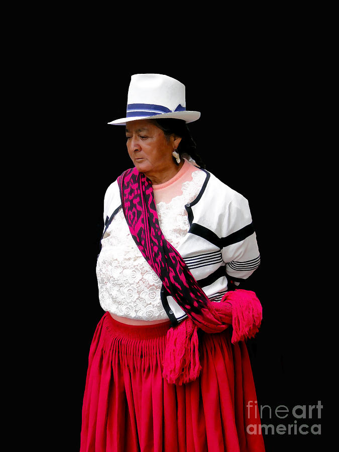 Chola Lady In Ecuador - Painting Photograph by Al Bourassa