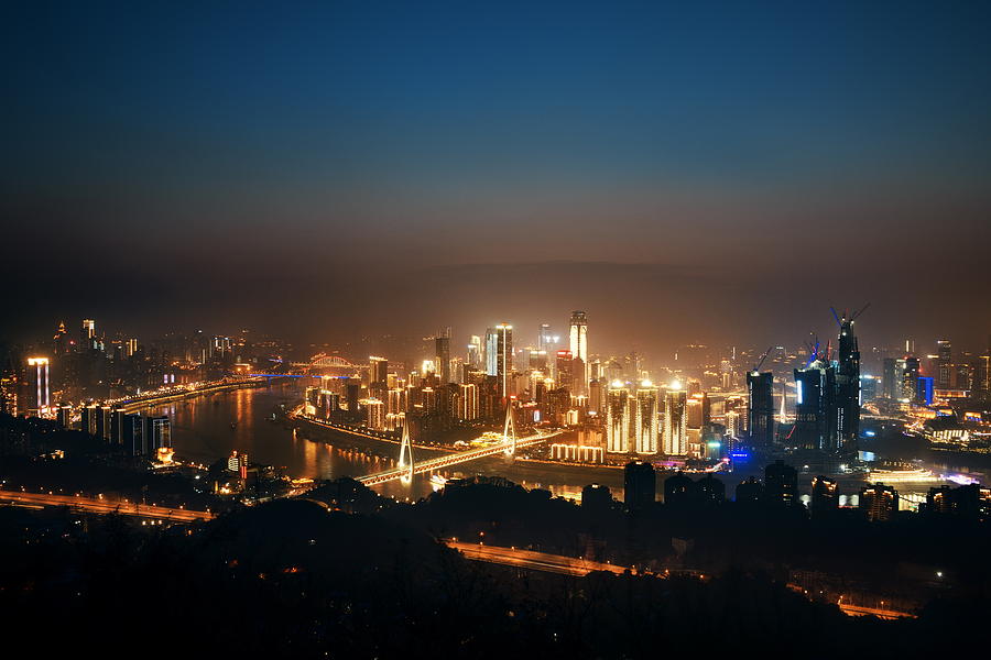 Chongqing Urban buildings night Photograph by Songquan Deng