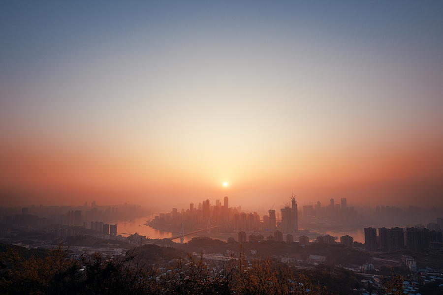 Chongqing Urban buildings sunset Photograph by Songquan Deng
