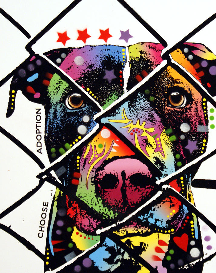 Dog Painting - Choose Adoption Pit Bull by Dean Russo Art Dog Painting - Choose Adoption Pit Bull by Dean Russo Art