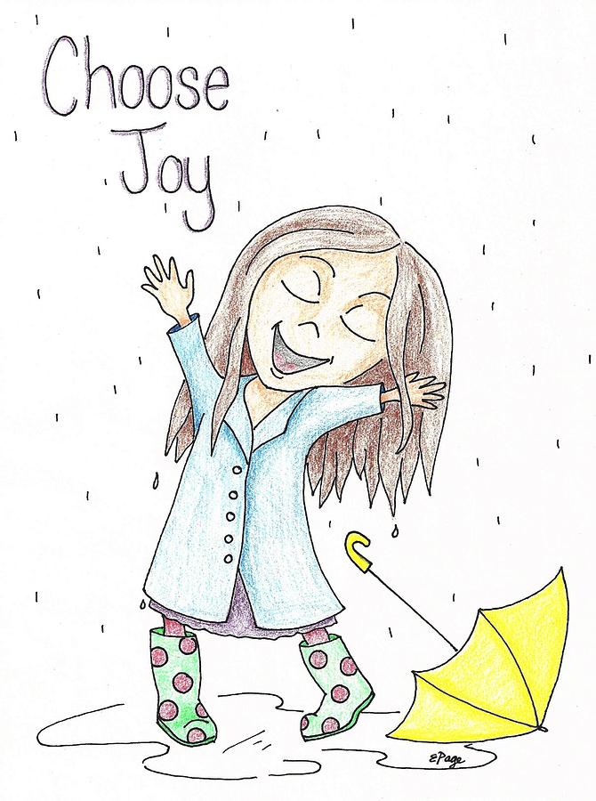 Choose Joy Girl Drawing by Emily Page