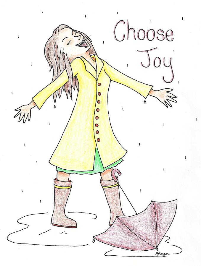 Choose Joy Woman Drawing by Emily Page