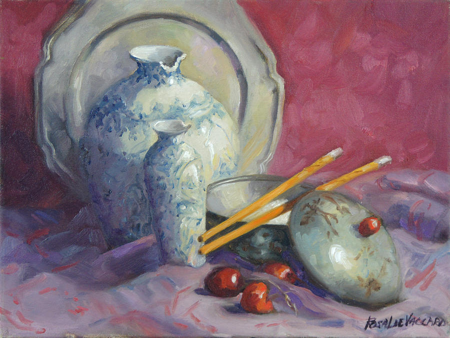 Still Life Painting - Chop Stix and Cherries by Rosalie Vaccaro