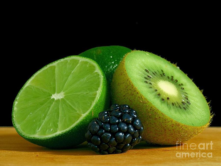 Chopped Limes Kiwi Berry On Table Photograph by Vintage Collectables