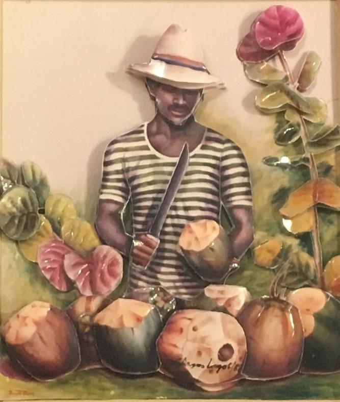 Chopping Coconuts Painting by Miliagen Lugo