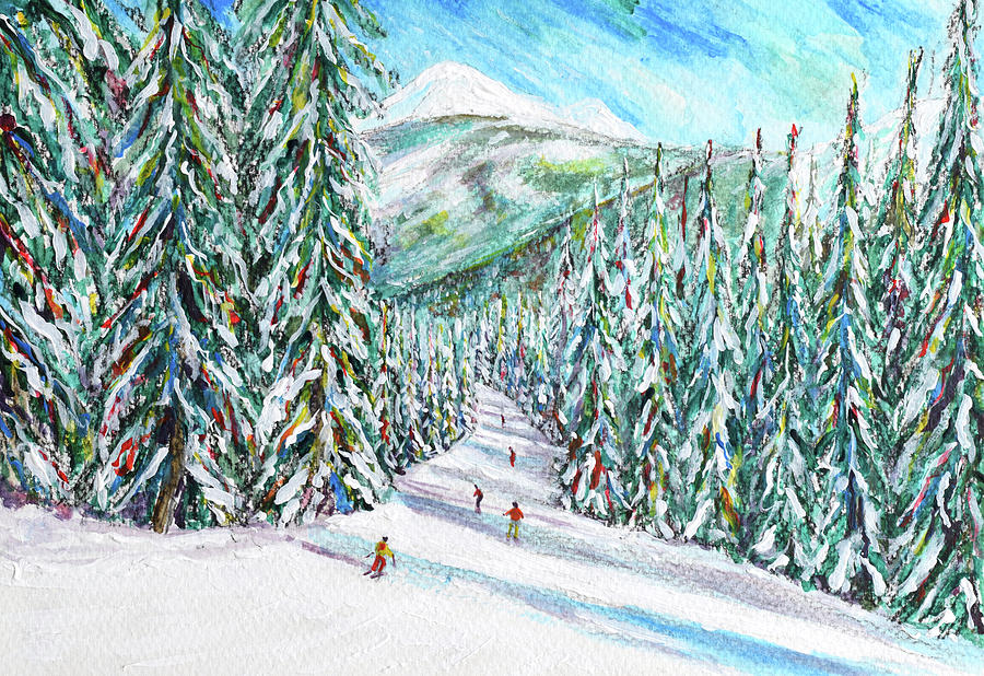 Choucas Piste Morzine. Do Not Enlarge Too Much Painting by Pete Caswell