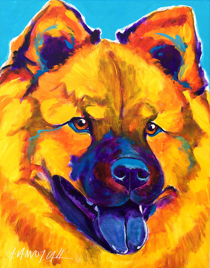 Dog Painting - Chow Chow - Giggles by Dawg Painter