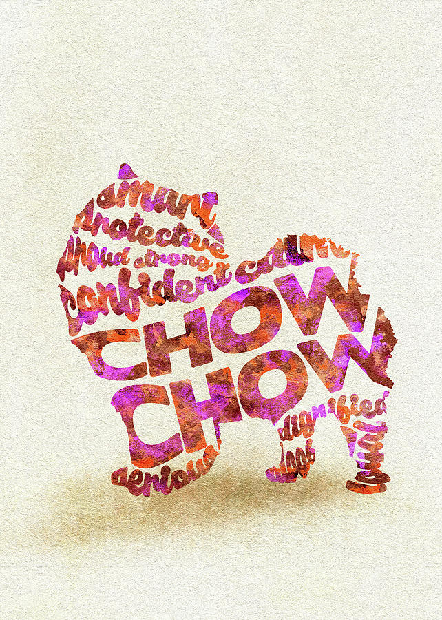 Chow Chow Watercolor Painting / Typographic Art Painting by Inspirowl Design