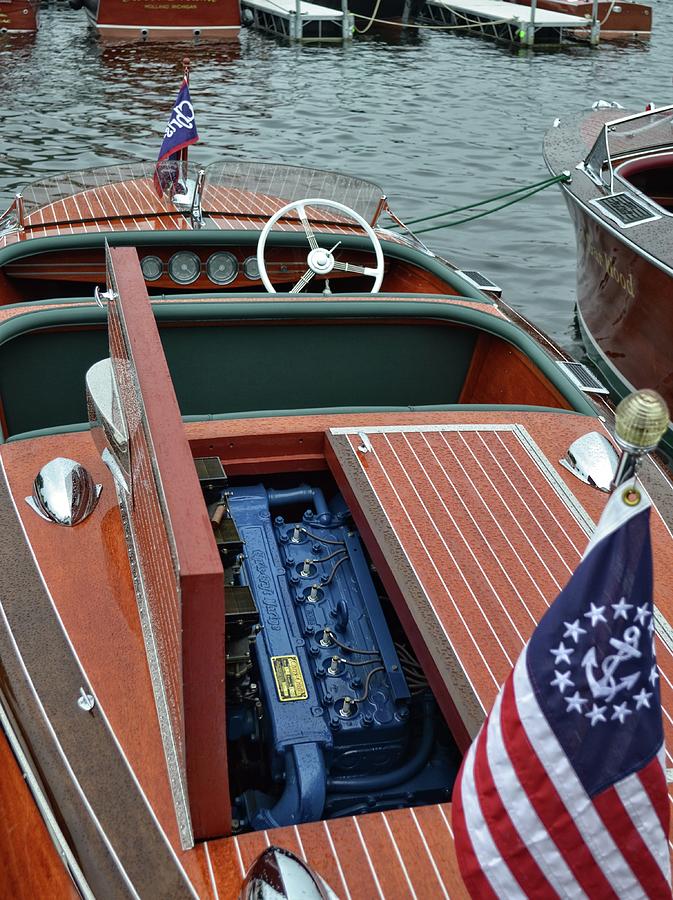 Boat Photograph - Chris Craft with Open Hatch and Motor by Michelle Calkins