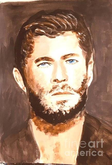 Chris Hemsworth Painting by Audrey Pollitt