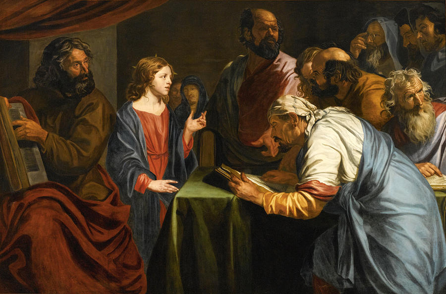 Christ amongst the Pharisees Painting by Flemish School