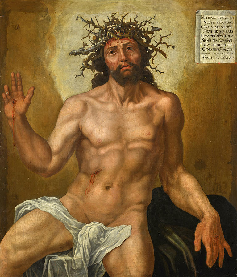 Christ and the Man od Sorrows Painting by Maerten van Heemskerck
