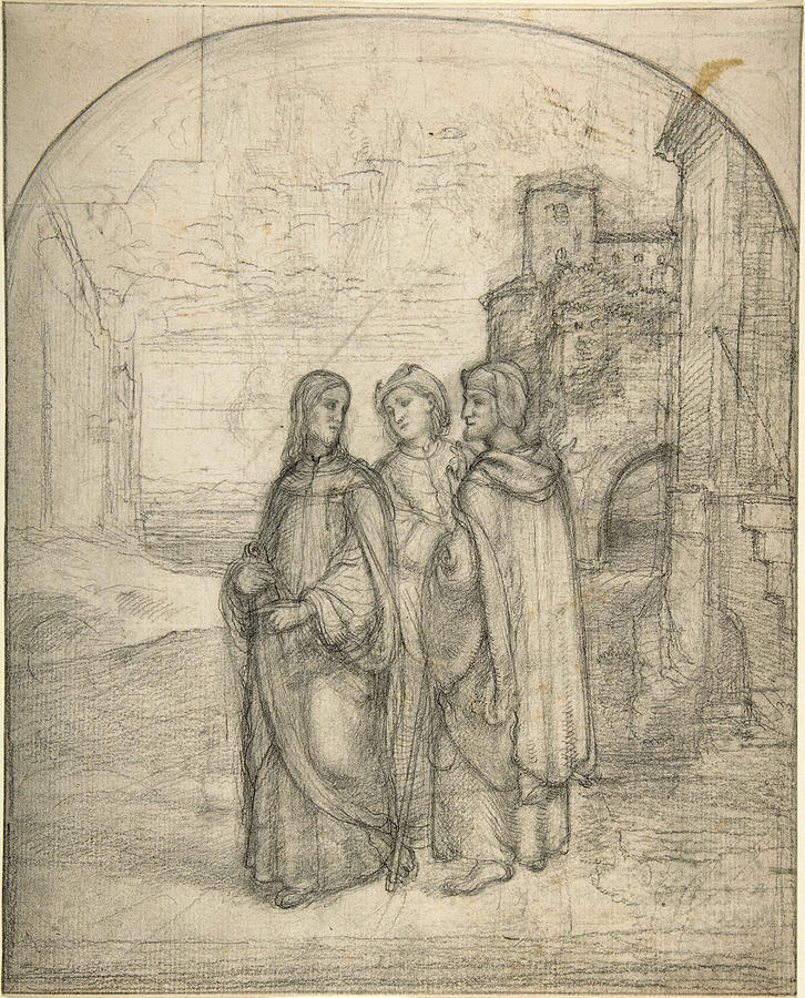 Christ and the Pilgrims of Emmaus Drawing by Johann Heinrich Ferdinand Olivier