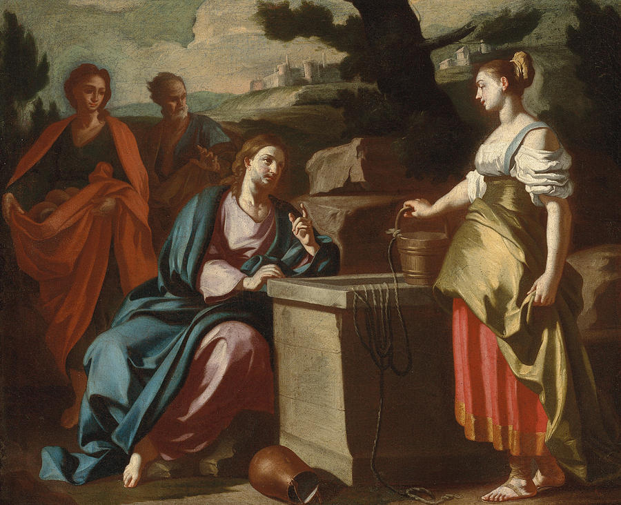 Francesco Solimena Painting - Christ and the Woman of Samaria at the Well by Francesco Solimena