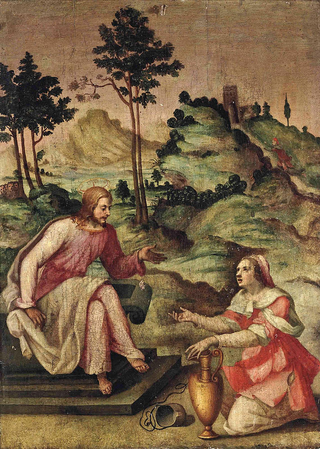 Christ and the Woman of Samaria Painting by Francesco del Brina