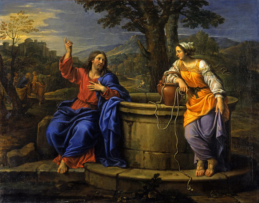 Christ and the Woman of Samaria Painting by Pierre Mignard
